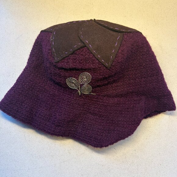 Purple Hat Handsewn Cloche Crochet Cottagecore One Size Woman\'s Boho main image 15